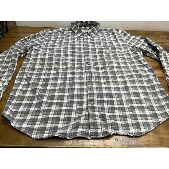Carhartt Shirt Men’s Size XL Gray FR Flame Resistant Plaid Button Up - Picture 3 of 9